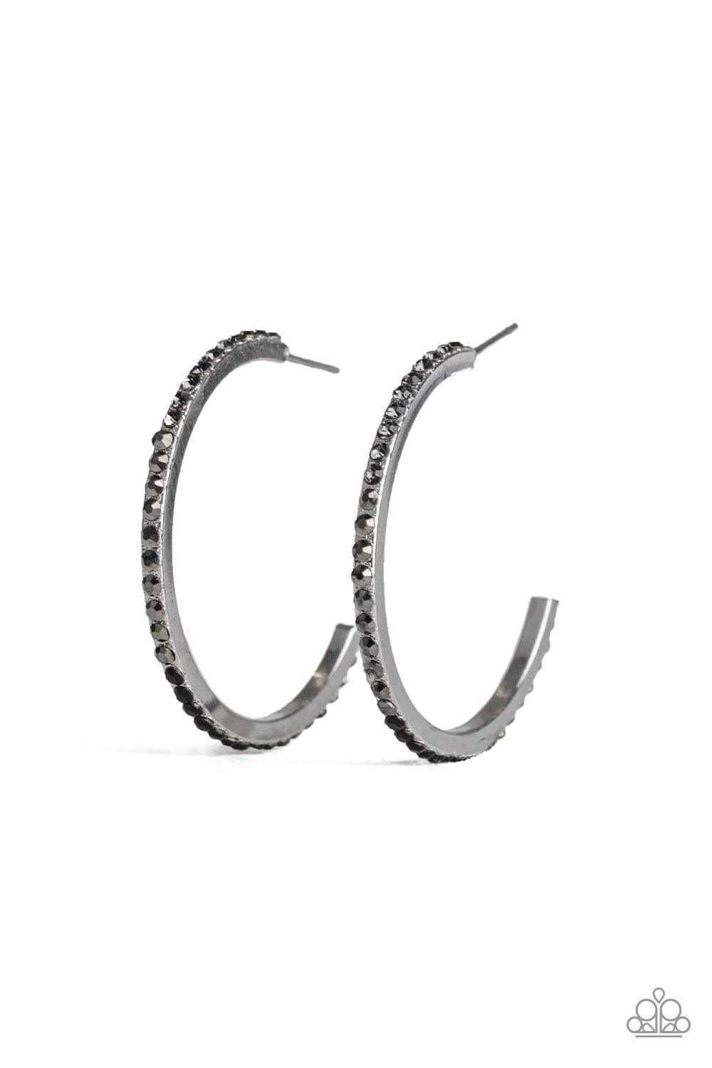 AB on Silver Crystal Rhinestone Hoop Earrings | 1.25